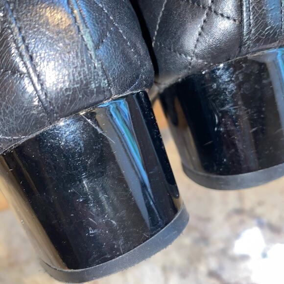 Paul Mayer $235 TITOU Cap Toe Block Heel Quilted Black Comfort Spectator 8.5 - Picture 8 of 13